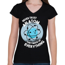 PRINTFASHION Atom - Női V-nyakú póló - Fekete női póló