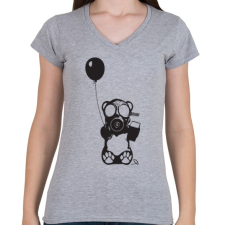 PRINTFASHION Atommaci - Női V-nyakú póló - Sport szürke női póló