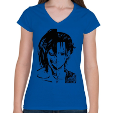 PRINTFASHION Attack on Titan Eren - Női V-nyakú póló - Királykék női póló