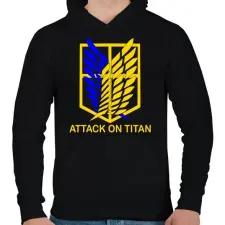 PRINTFASHION Attack On Titan - Férfi kapucnis pulóver - Fekete férfi pulóver, kardigán
