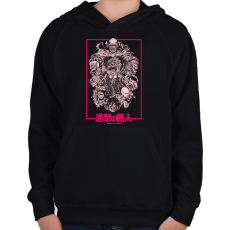 PRINTFASHION Attack On titan - Gyerek kapucnis pulóver - Fekete