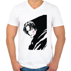 PRINTFASHION Attack On Titan Levi - Férfi V-nyakú póló - Fehér