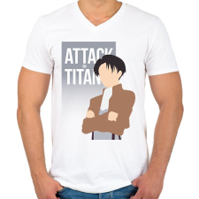 PRINTFASHION Attack on Titan -- Levi - Férfi V-nyakú póló - Fehér férfi póló