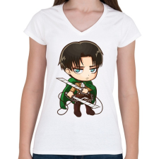 PRINTFASHION Attack on titan - Női V-nyakú póló - Fehér női póló