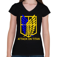 PRINTFASHION Attack On Titan - Női V-nyakú póló - Fekete női póló