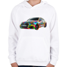 PRINTFASHION Audi - Gyerek kapucnis pulóver - Fehér gyerek pulóver, kardigán