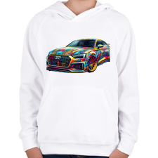 PRINTFASHION Audi - Gyerek kapucnis pulóver - Fehér gyerek pulóver, kardigán
