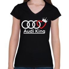 PRINTFASHION Audi Király - Női V-nyakú póló - Fekete