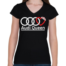 PRINTFASHION Audi Királynő - Női V-nyakú póló - Fekete női póló
