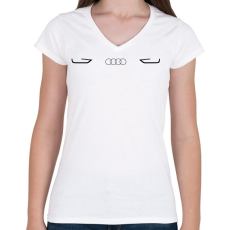 PRINTFASHION Audi logó (fekete) - Női V-nyakú póló - Fehér