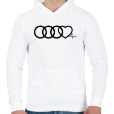 PRINTFASHION AUDI Love - Férfi kapucnis pulóver - Fehér férfi pulóver, kardigán