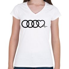 PRINTFASHION AUDI Love - Női V-nyakú póló - Fehér