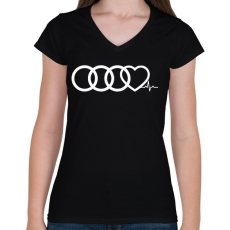 PRINTFASHION AUDI Love - Női V-nyakú póló - Fekete