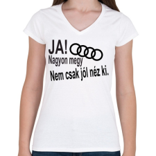 PRINTFASHION Audi - Női V-nyakú póló - Fehér női póló