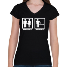 PRINTFASHION Audi Probléma Megoldva - Női V-nyakú póló - Fekete női póló