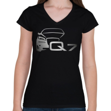PRINTFASHION AUDI Q7 szürke - Női V-nyakú póló - Fekete