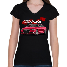 PRINTFASHION Audi Sport - Női V-nyakú póló - Fekete női póló
