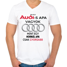 PRINTFASHION audika - Férfi V-nyakú póló - Fehér férfi póló