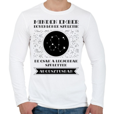 PRINTFASHION Augusztus: Oroszlán - Férfi hosszú ujjú póló - Fehér férfi póló