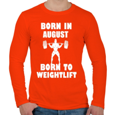 PRINTFASHION Augusztusban születve - súlyemelésre születve - Férfi hosszú ujjú póló - Narancs férfi póló