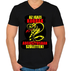 PRINTFASHION Augusztusi Kobra - Férfi V-nyakú póló - Fekete