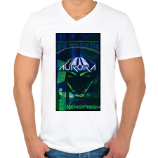 PRINTFASHION Aurora - Férfi V-nyakú póló - Fehér férfi póló