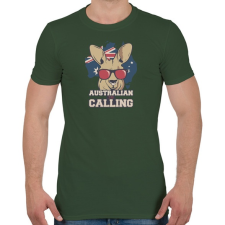 PRINTFASHION Australian is calling - Férfi póló - Katonazöld férfi póló