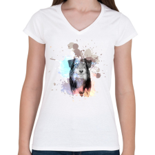 PRINTFASHION Ausztrál juhászkutya splash - Női V-nyakú póló - Fehér női póló