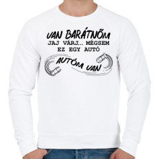 PRINTFASHION Autó barátnő - Férfi pulóver - Fehér