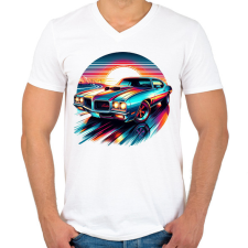 PRINTFASHION Autó - Férfi V-nyakú póló - Fehér férfi póló