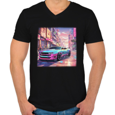 PRINTFASHION autó - Férfi V-nyakú póló - Fekete férfi póló