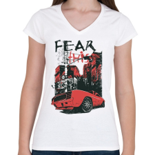 PRINTFASHION Autó  - Női V-nyakú póló - Fehér női póló