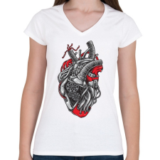 PRINTFASHION Autó szív - Női V-nyakú póló - Fehér női póló