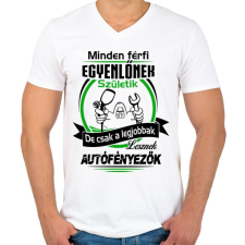 PRINTFASHION Autófényezők születésnapja - Férfi V-nyakú póló - Fehér férfi póló