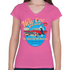 PRINTFASHION Autókereskedő - Női V-nyakú póló - Rózsaszín