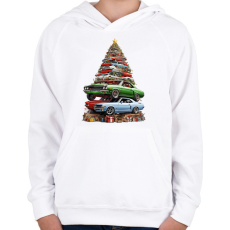 PRINTFASHION Autós karácsonyfa - Gyerek kapucnis pulóver - Fehér