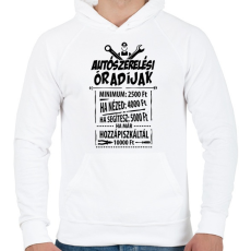 PRINTFASHION Autószerelés óradíjak - Férfi kapucnis pulóver - Fehér