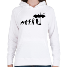 PRINTFASHION Autószerelő evolúció - Női kapucnis pulóver - Fehér női pulóver, kardigán