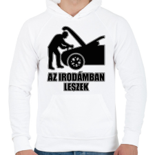 PRINTFASHION Autószerelő iroda - Férfi kapucnis pulóver - Fehér férfi pulóver, kardigán