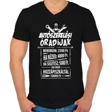 PRINTFASHION Autószerelő óradíjak - Férfi V-nyakú póló - Fekete férfi póló