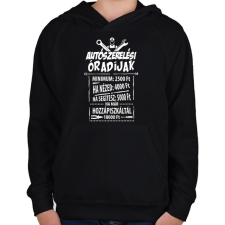 PRINTFASHION Autószerelő óradíjak - Gyerek kapucnis pulóver - Fekete gyerek pulóver, kardigán