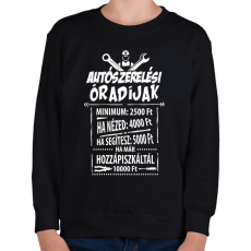 PRINTFASHION Autószerelő óradíjak - Gyerek pulóver - Fekete