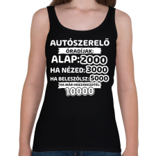 PRINTFASHION Autószerelő óradíjak - Női atléta - Fekete női trikó