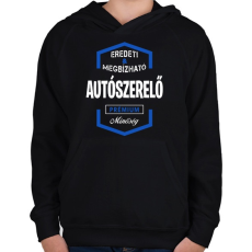 PRINTFASHION Autószerelő prémium minőség - Gyerek kapucnis pulóver - Fekete