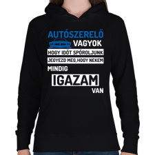 PRINTFASHION AUTÓSZERELŐ VAGYOK... - Női kapucnis pulóver - Fekete női pulóver, kardigán