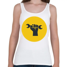 PRINTFASHION Autószerelős minta - sárga - Női atléta - Fehér női trikó