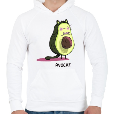 PRINTFASHION AvoCat - Férfi kapucnis pulóver - Fehér férfi pulóver, kardigán