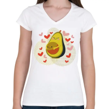 PRINTFASHION Avokádó anyuka - Női V-nyakú póló - Fehér női póló