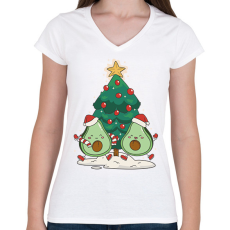 PRINTFASHION Avokádó karácsony - Női V-nyakú póló - Fehér