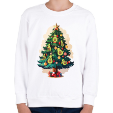 PRINTFASHION Avokádós karácsonyfa - Gyerek pulóver - Fehér